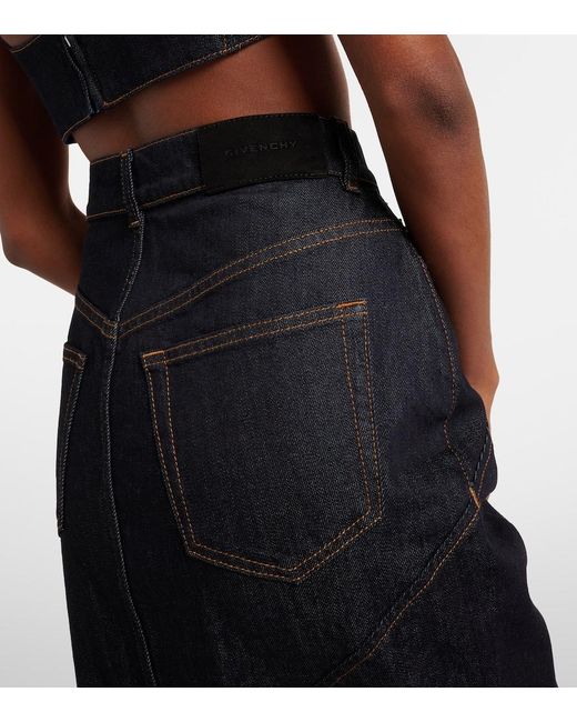 Givenchy Black Denim Midi Skirt