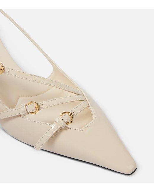 Miu Miu Natural Patent Leather Slingback Pumps