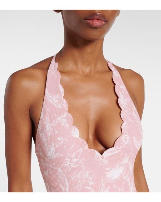 Marysia Swim Pink North Maillot Floral Scalloped Swimsuit
