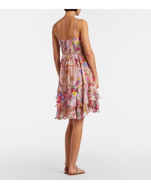 Camilla Red Floral Silk Minidress