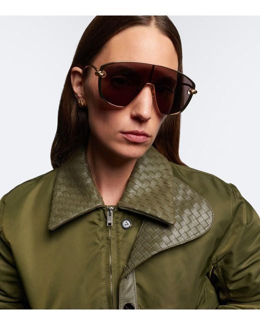 Bottega Veneta Brown Knot Shield Sunglasses