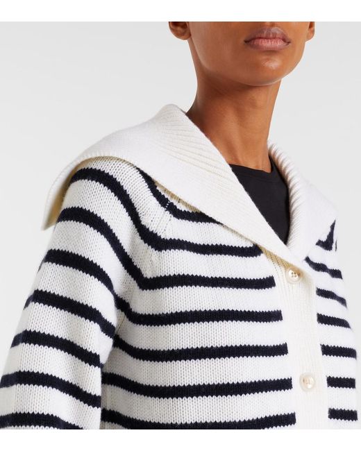 Jardin Des Orangers Blue Striped Wool And Cashmere Cardigan