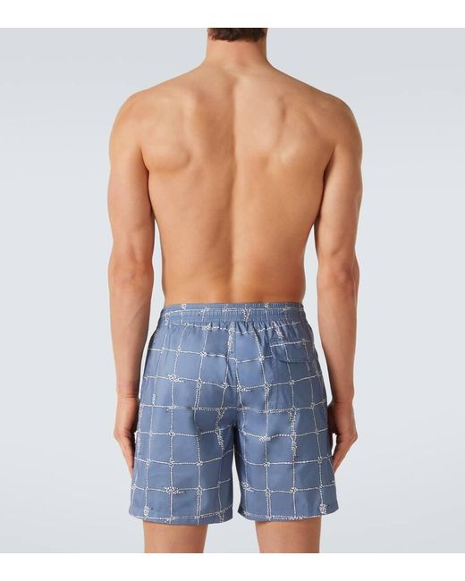 Brioni Blue Printed Swim Trunks for men