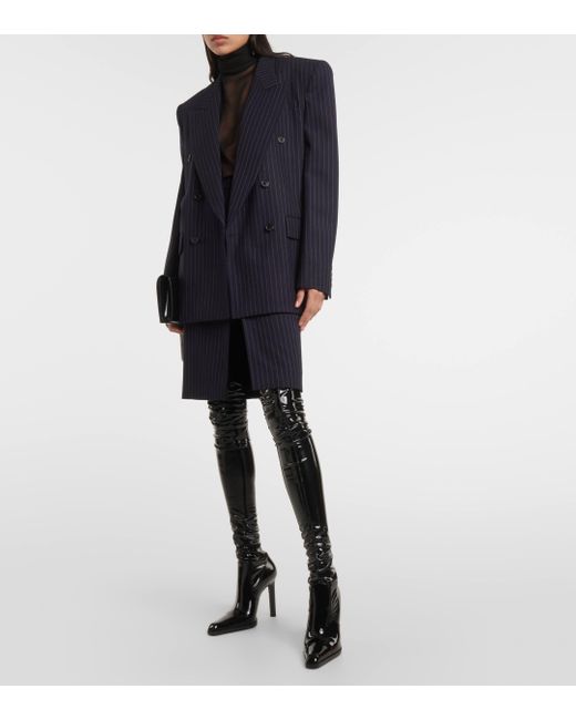 Saint Laurent Black Nina Patent Leather Over-the-knee Boots