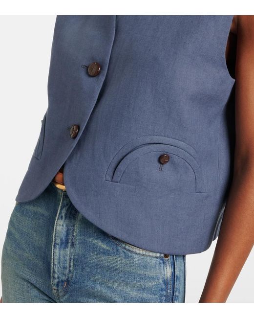 Blazé Milano Blue Gliss Linen Vest