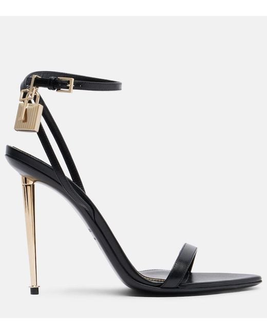 Tom Ford Black Padlock Leather Sandals