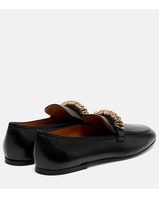 Tod's Black Embellished Leather Loafers