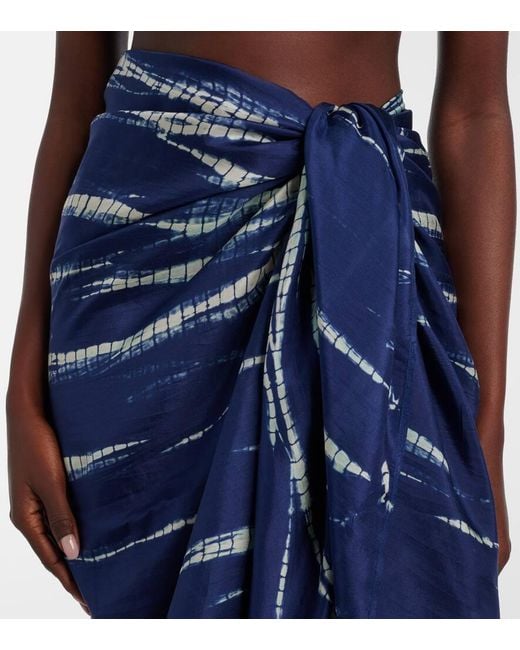 Pareo Tie & Dye En Soie Anna Kosturova en coloris Blue