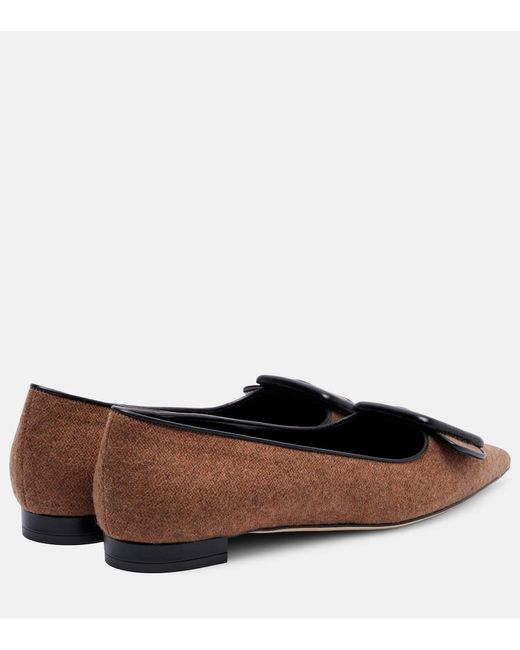 Manolo Blahnik Brown Maysale Buckled Ballet Flats