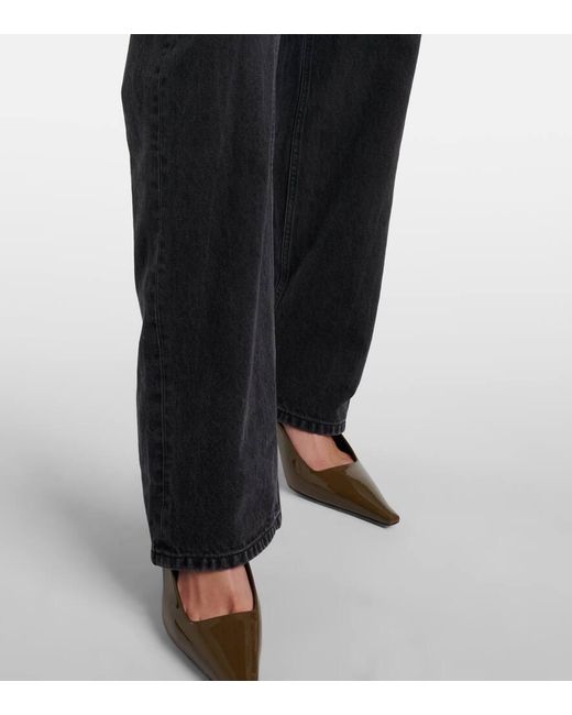 Saint Laurent Black High-Rise Wide-Leg Jeans