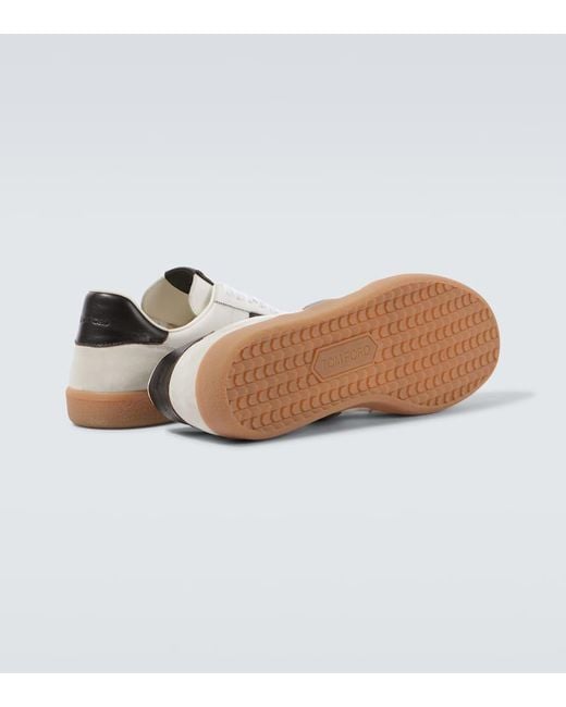 Tom Ford White Archer Suede-Trimmed Leather Sneakers for men