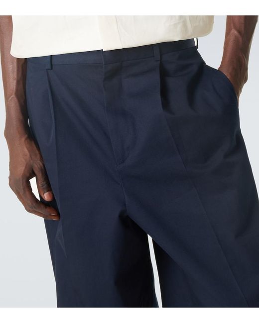 Loewe Blue Pleated Cotton Gabardine Wide-Leg Pants for men
