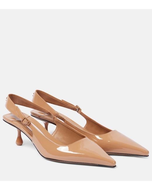 Jimmy Choo Brown Amel 50 Patent Leather Slingback Pumps
