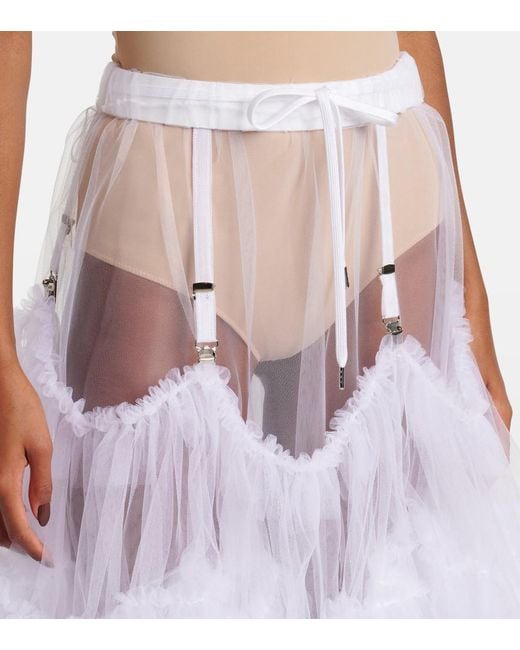 Noir Kei Ninomiya White Sheer Tulle Midi Skirt