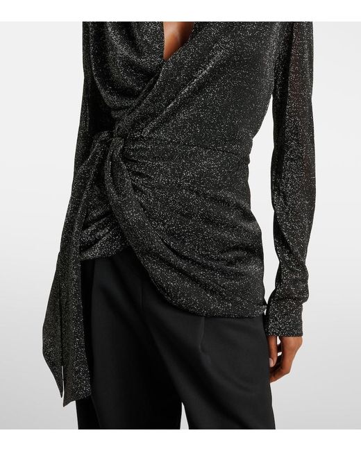 Isabel Marant Black Cinay Lame Wrap Top