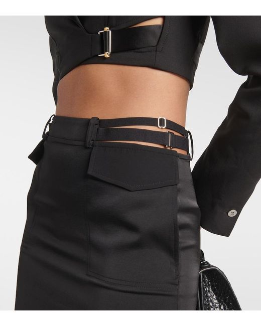 Dion Lee Black Pocket Column Mid-Rise Satin Maxi Skirt