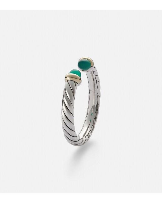 David Yurman White Cable Collectibles Petite Cable Sterling Ring With Onyx