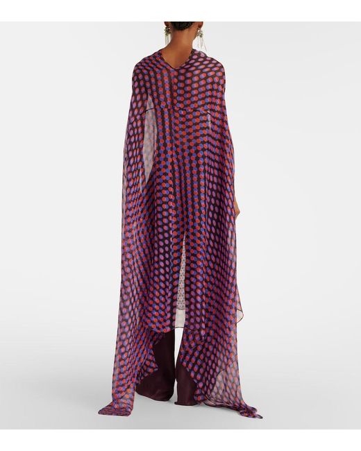 Dries Van Noten Purple Polka-Dot Silk Satin Midi Dress