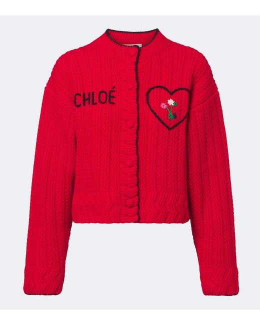 Chloé Embroidered Wool And Cashmere Cardigan