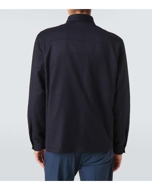 Zegna Blue Wool Overshirt for men