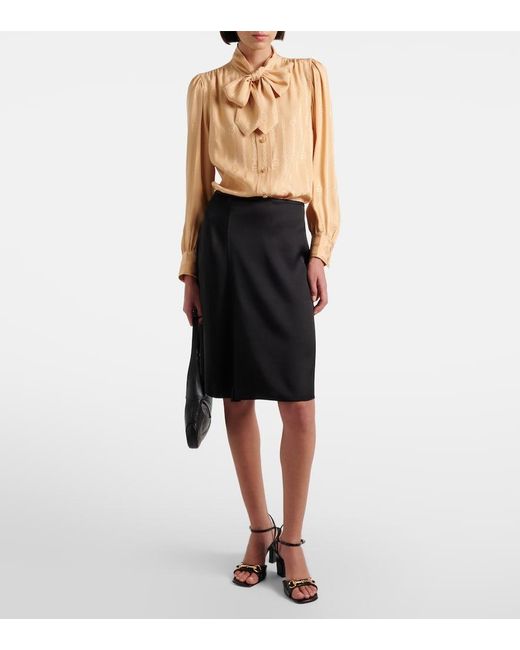 Gucci Black Silk Duchesse Wrap Skirt