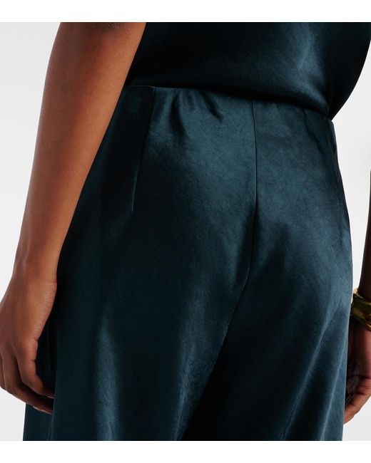 Vince Blue Weite High-Rise-Hose Aus Satin