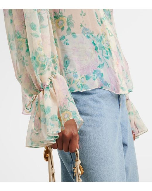Blusa Abullonada Seda Chloé de color Multicolor