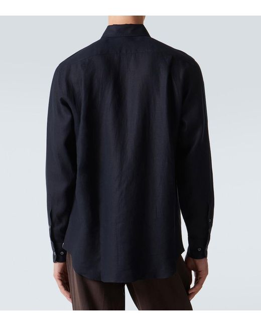 Loro Piana Blue Andre Linen Shirt for men