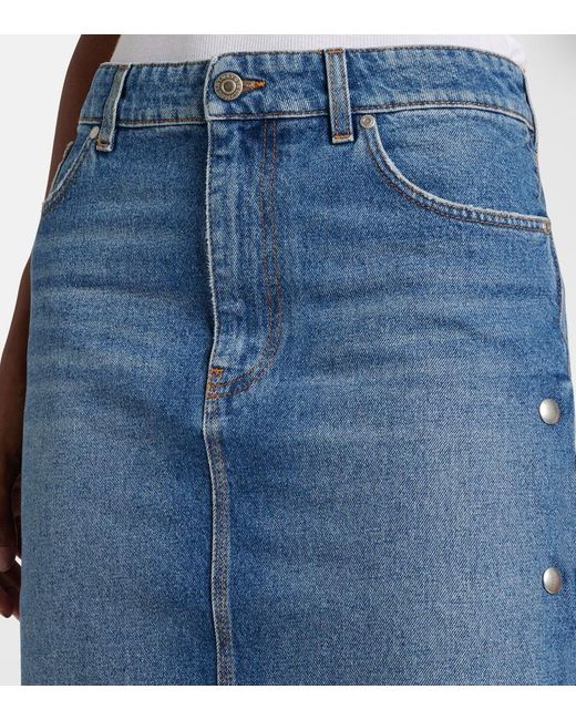 Stella McCartney Blue Mid-Rise Denim Pencil Skirt