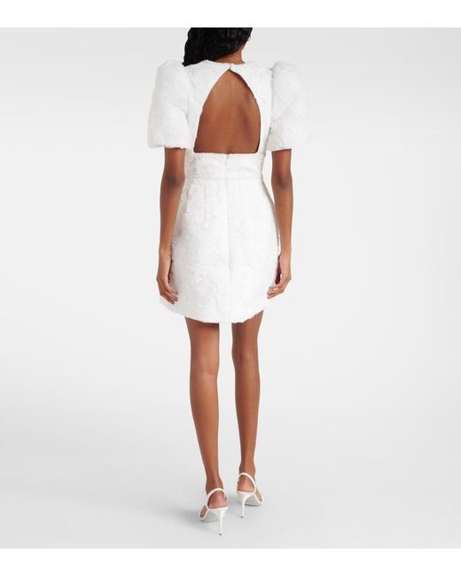 Rebecca Vallance White Delilah Bow-Detail Embellished Minidress