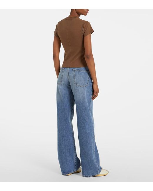 The Row Brown Tommy Cotton And Silk Top
