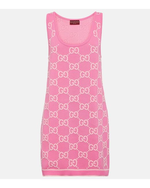 Gucci Pink GG Cotton Jacquard Minidress