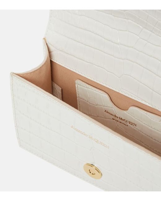 Bolso Cruzado Jewelled Satchel Mini De Piel Alexander McQueen de color White