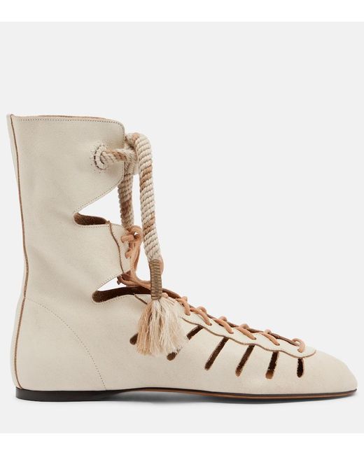 Isabel Marant Natural Liade Leather Lace-Up Ankle Boots