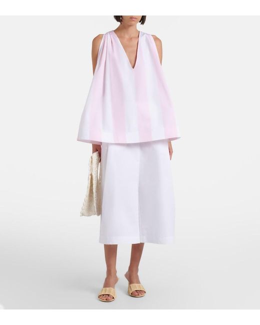 Jacquemus White Norma Striped Cotton Poplin Top