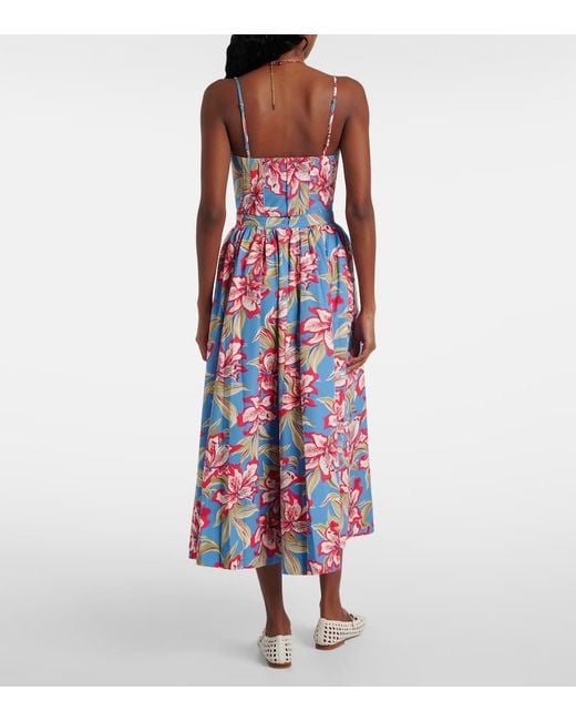 Polo Ralph Lauren White Floral Gathered Cotton Midi Skirt