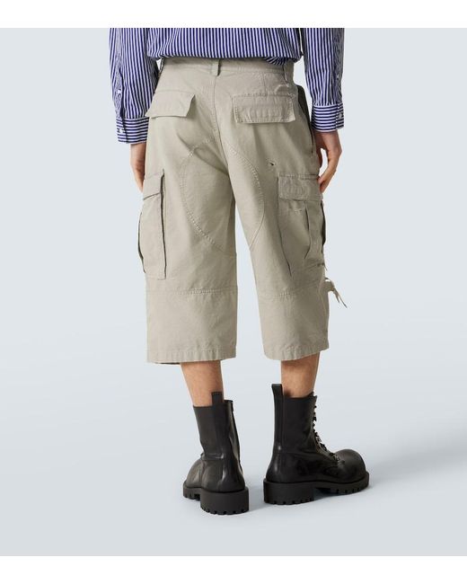 Balenciaga Natural Cropped Cotton Cargo Pants for men