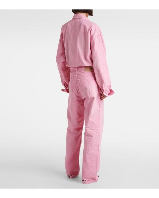Balenciaga Pink High-Rise Wide-Leg Jeans