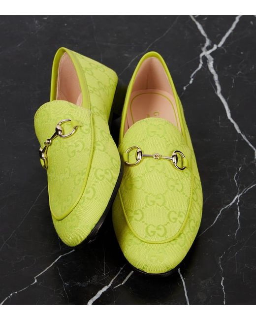 Gucci Yellow Jordaan Gg Canvas Loafers