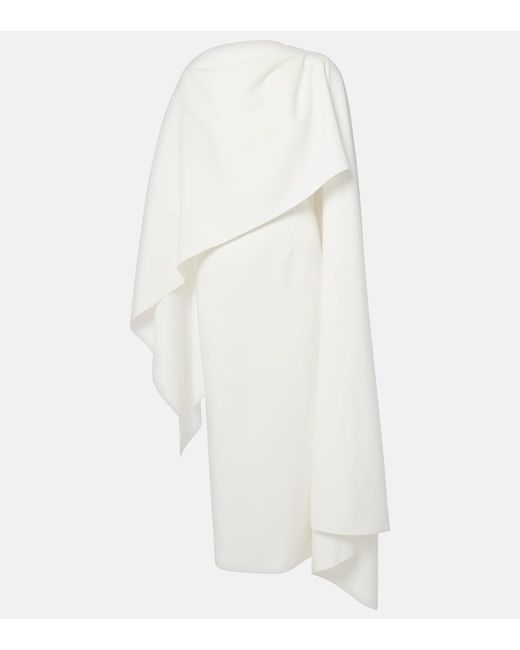 Roksanda White Bridal Demetria Caped Crepe Midi Dress