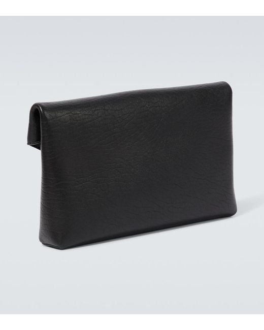 Saint Laurent Black Cassandre Large Envelope Leather Pouch for men