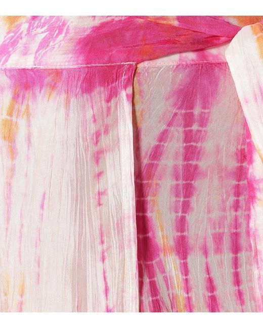Gonna Cara a stampa tie-dye in seta di Anna Kosturova in Pink