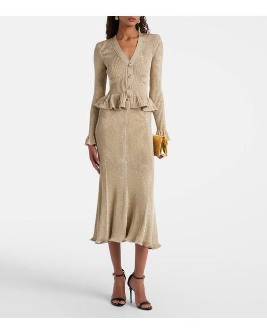 Self-Portrait Natural Lame Maxi Dress