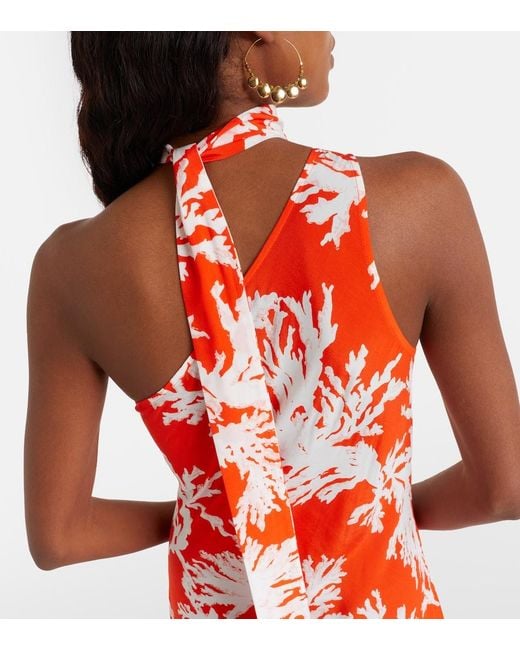 Alexandra Miro Red Odetta Scarf-Detail One-Shoulder Gown