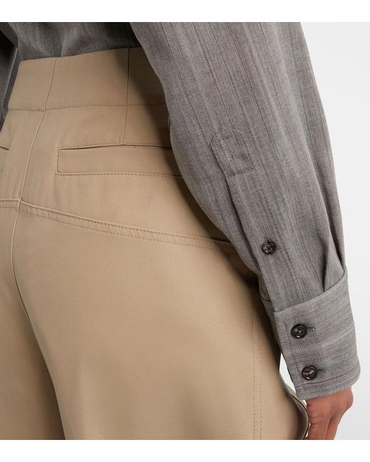 Bottega Veneta Natural Cotton Twill Wide-Leg Pants