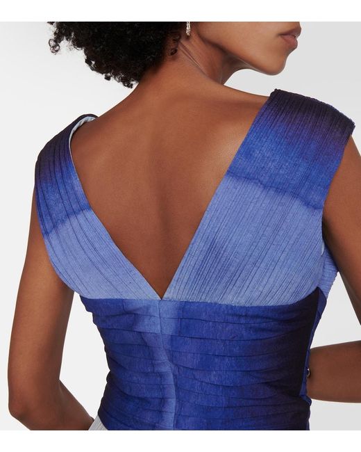 Altuzarra Blue Printed Pleated Maxi Dress