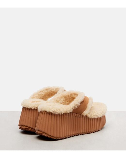 Chloé Brown Nama 80 Suede Platform Thong Sandals