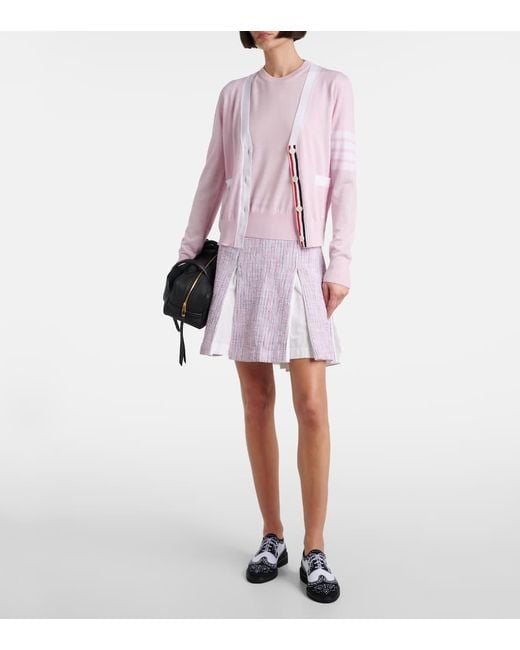 Thom Browne Pink Cardigan 4-Bar Aus Schurwolle