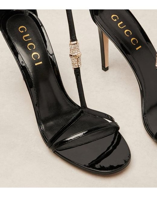 Sandalias 100 De Charol Adornadas Gucci de color Black