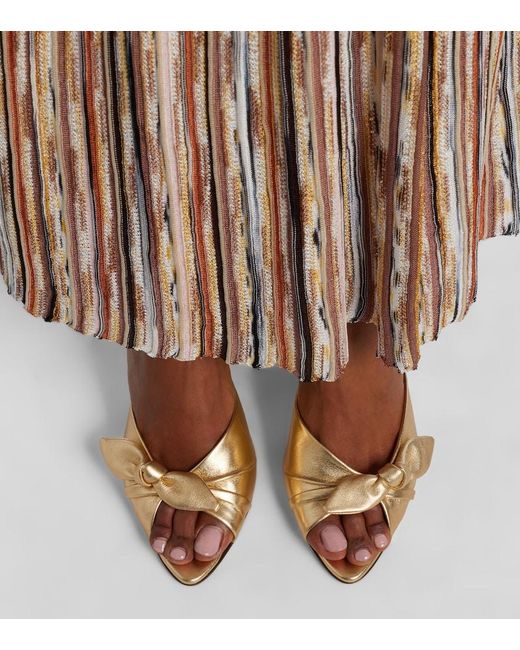 Jimmy Choo Natural Livi Metallic Leather Wedge Mules